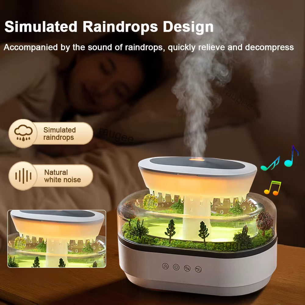 Transform Your Space with the Aroma Raindrop Humidifier - Colorful Light, White Noise, and Essential Oil Diffuser